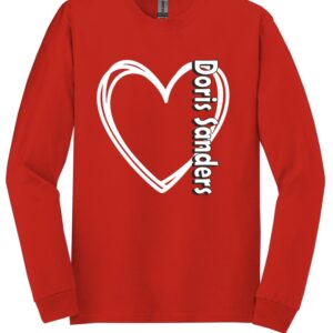 Doris Sanders Heart Logo Screen Printed Gildan Cotton Long Sleeve Tee - OP2 - G5400