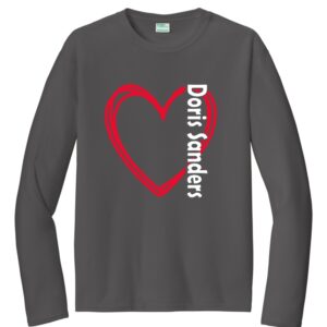 Doris Sanders Heart Logo Screen Printed Port & Co Performance Long Sleeve - OP2 - PC380LS