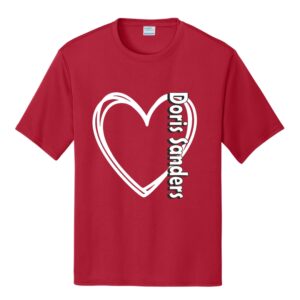 Doris Sanders Heart Logo Screen Printed Port & Co Performance Tee - OP2 - PC380